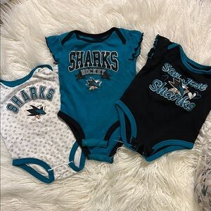 NHL Sharks Baby Bodysuit Set - Teal, Black, White